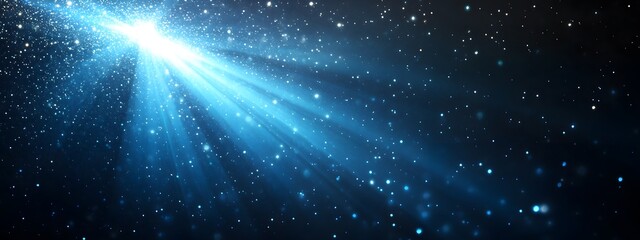 Blue light rays background with glowing speed lines and a starry sky, an AI technology digital concept background for futuristic science or space travel