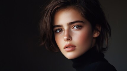 Fototapeta premium Woman with Elegant Look in Studio Light