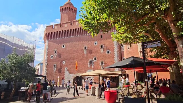 view of Catalan Museum of Popular Arts and Traditions, The Castillet or Castellet is an ancient fortification and city gate located in Perpignan, France

