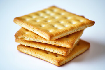 Fototapeta premium A stack of square crackers on a white background