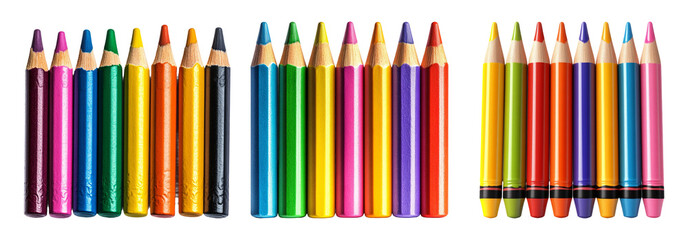 Vibrant Colored Pencils on Transparent Background