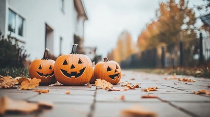 A haunted forest clearing with jack-o-lanterns placed in a circle