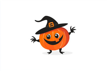 Fototapeta premium Pumpkin Vector stylized logo of cute and funny halloween character, isolated on white background