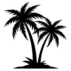 Fototapeta premium Highly Detailed Two palm tree black silhouette Vector illustration isolated on a white background