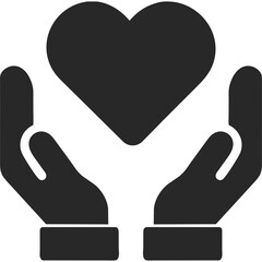 Heart in hand icon isolated on transparent background. Hands holding heart icon. Love icon. Health, medicine symbol