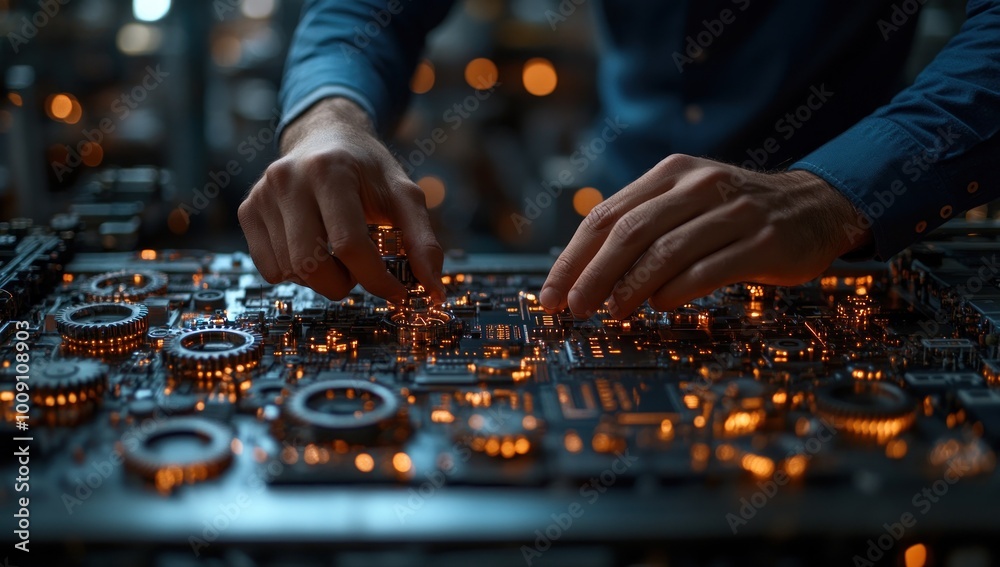 Canvas Prints Engineer Working on Complex Circuit Board