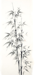 Obraz premium Traditional sumi-e painting motif with several bamboo branches as a decorative background. Ink painting style.