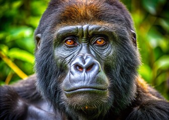 Obraz premium Close-up of Gorilla Ears Highlighting Textures and Natural Beauty in a Wildlife Setting