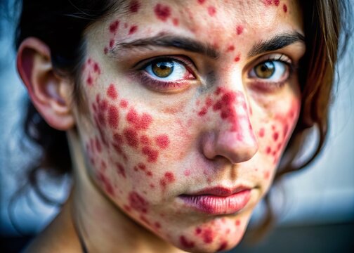 Close-up of lupus spots on skin highlighting the symptoms and effects of the autoimmune disease