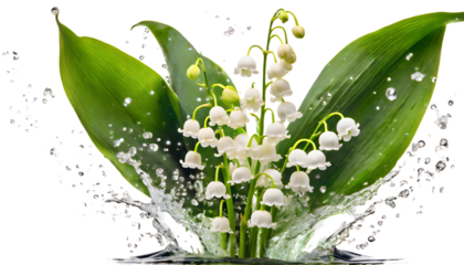 spring Lily of the Valley Splashes. Generative AI.