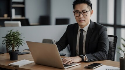 Fototapeta premium Professional Asian Businessman in the Office Job