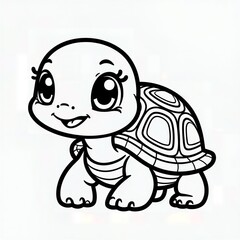 Fototapeta premium Cute Baby Turtle Coloring Page