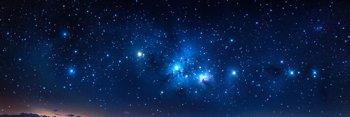 Fototapeta premium Orion Constellation in Dark Sky, vivid stars twinkling, ethereal atmosphere, celestial beauty captured in serene nightscape