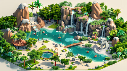 Zoo Map isometric 3D