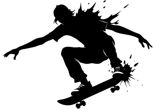 recommend clip art: Skateboard silhouette vector illustration on white background.