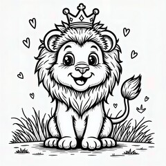 Obraz premium Cute Lion King Coloring Page