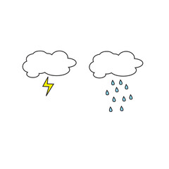 vector weather change clipart, rain and lightning