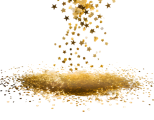 Star Sequin Confetti Frame. Gold Glitter. Falling Particles. Generative AI.