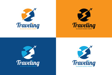 Air Travel Logo Design Inspiration. Airplane Logo Icons and Airline Company Agencies.