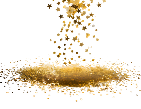 Star Sequin Confetti Frame. Gold Glitter. Falling Particles. Generative AI.