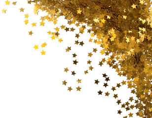Star Sequin Confetti Frame. Gold Glitter. Falling Particles. Generative AI.