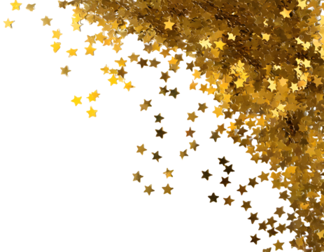 Star Sequin Confetti Frame. Gold Glitter. Falling Particles. Generative AI. - Powered by Adobe