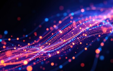 Obraz premium Technology Network with Light Particles