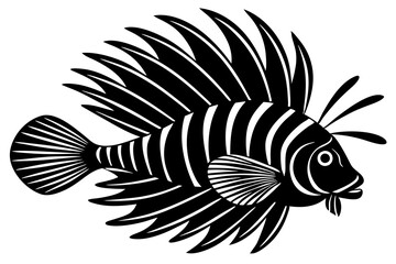 lion fish black silhouette icon