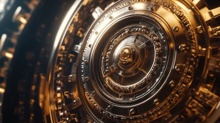 A detailed look at a golden clock's face and mechanism