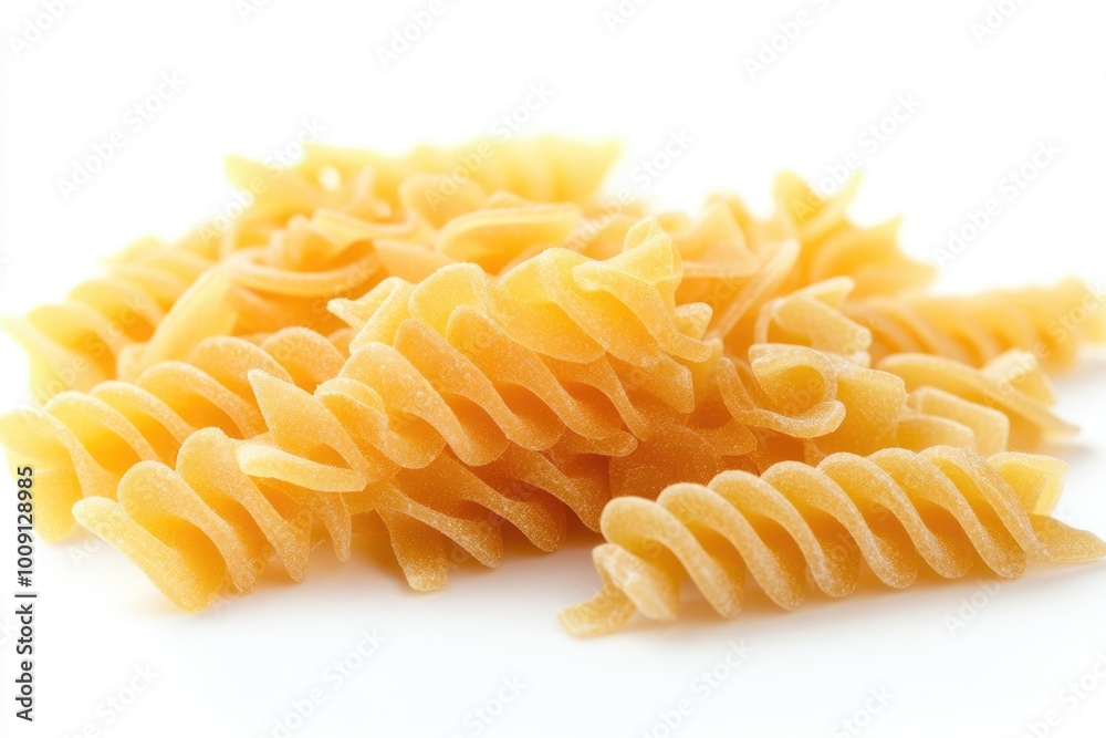Poster a stack of various types of pasta on a clean white surface