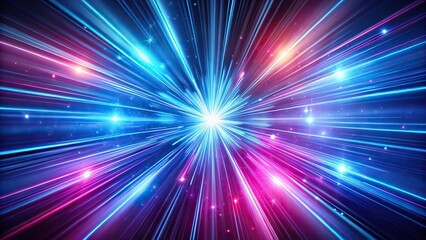 Naklejka premium Dynamic blue and magenta lights radiating from central point