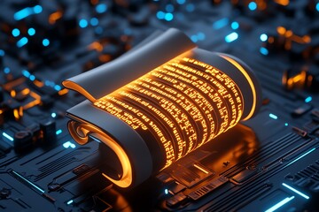 3D-rendered farewell letter floating in a digital environment, with animated paper and glowing text, symbolizing the emotional depth of goodbye in a virtual world