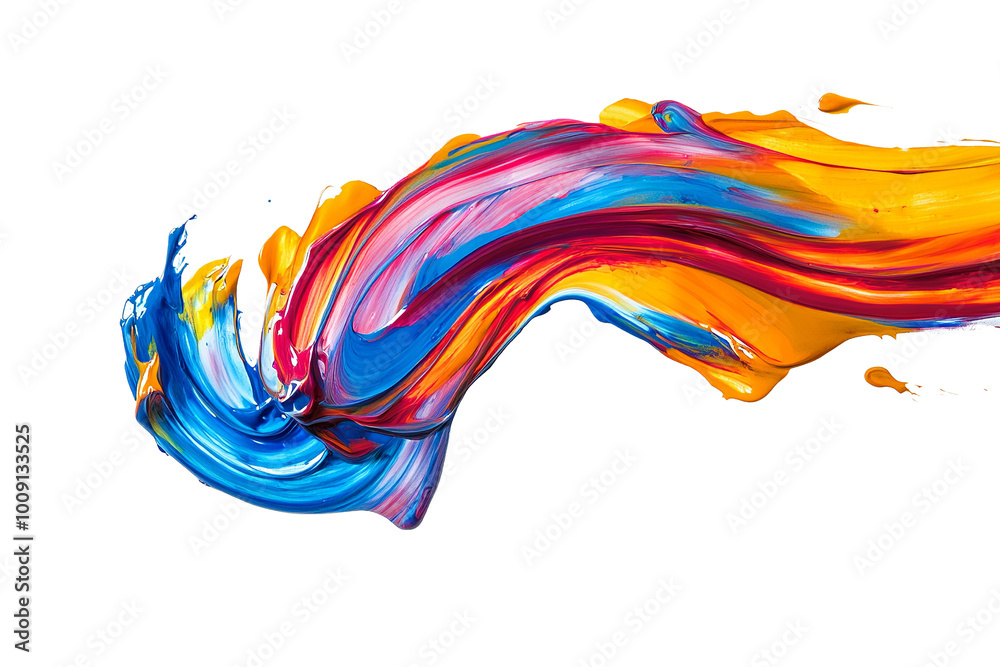 Poster Abstract paint stroke in motion, fluid movement ,Isolated on transparent background