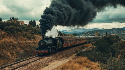 steam train in the countryside