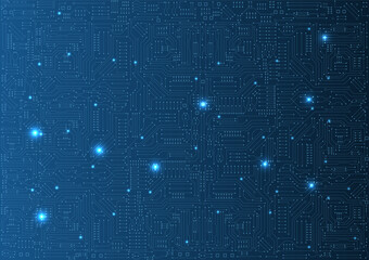 circuit board electronic or electrical line on blue engineering technology concept vector background