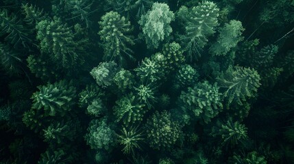 Obraz premium Captivating View of Lush Green Treetops Reaching for the Sky: A Serene Nature Perspective