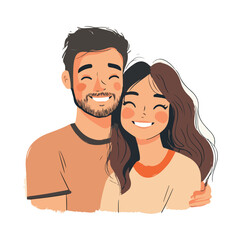 Happy Young Couple in Love Embracing Each Other Flat illustration