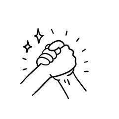 Hand holding best friend hand drawn illustration