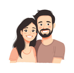 Happy Young Couple in Love Embracing Each Other Flat illustration