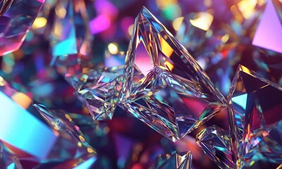 Closeup of Iridescent Crystal Fragments - Powered by Adobe