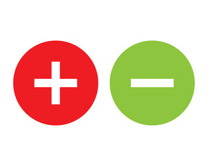 Green and red round plus minus icon vector illustration design on white background.