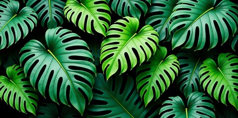 An arrangement of tropical leaves, with a focus on their delicate structures and the interplay of light and shadows.