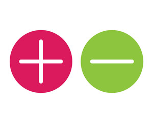Fototapeta premium Round plus sign and minus sign icon set. Vector. plus minus icon.