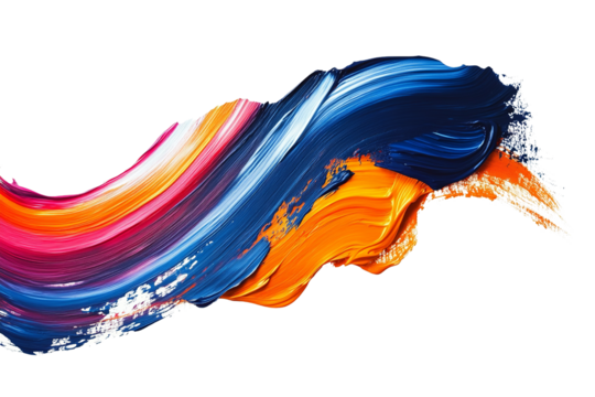 Abstract paint stroke illustration, dynamic flow ,Isolated on transparent background