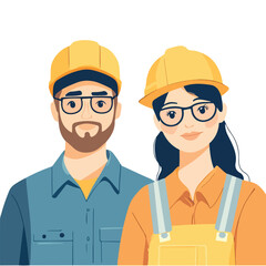 Construction Team Working Together Safely vector illustration isolated on white background flat