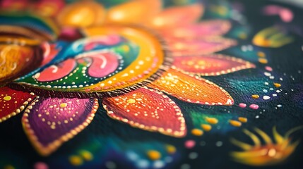 A Close-up of a Diwali-Inspired Art Piece Created by a Child, Filled with Colorful Patterns and Bright Light Symbolizing Joy
