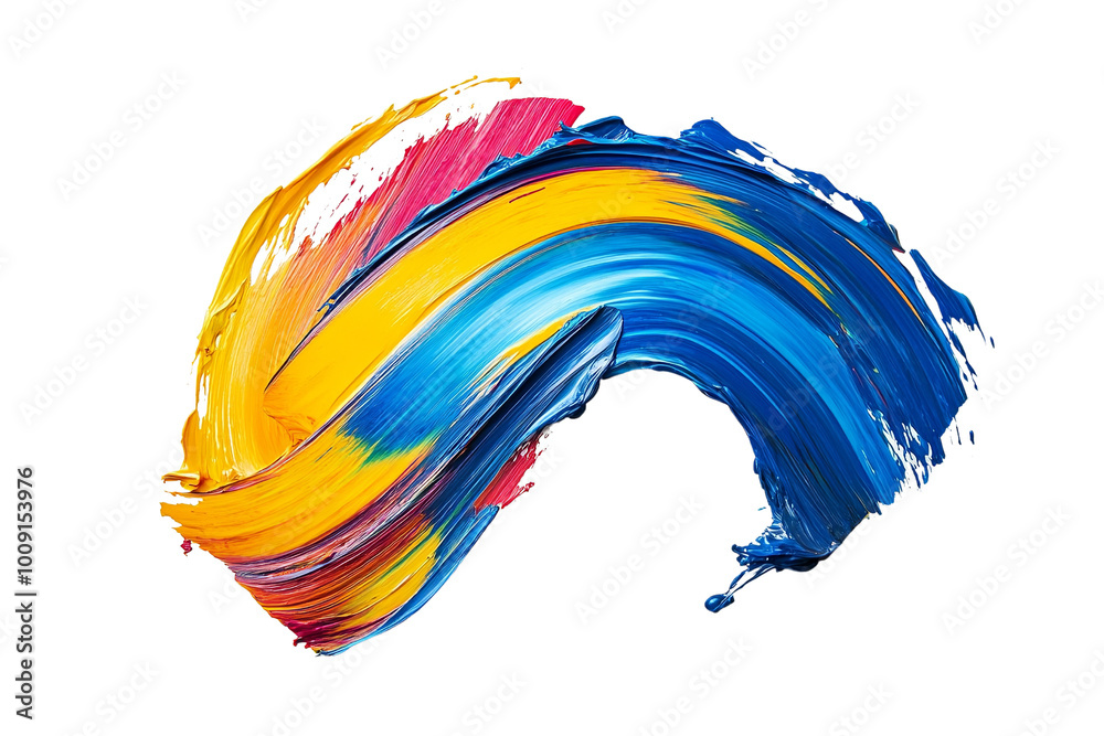 Aufkleber abstract neon paint stroke, bright luminescent effect ,isolated on transparent background