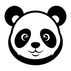 A cute panda head black silhouette For Logo Design Isolated on Transparent background