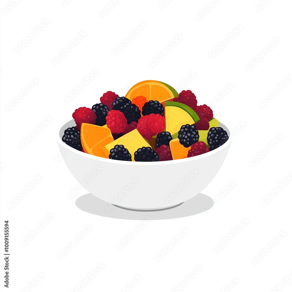 Poster A vibrant bowl of mixed fruits including berries, citrus, and tropical pieces.