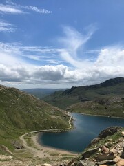 A view of mountains and lakes in Snowdonia, North Wales